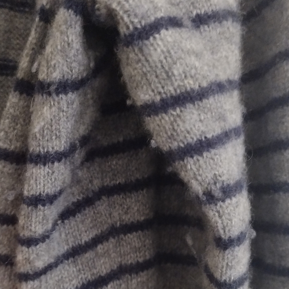 Laundry By Shelli Segal Grey Navy Striped Cashmere Cardigan With Hood Size XL - Picture 11 of 11